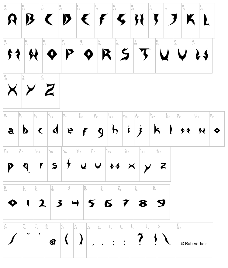 Tattoo Heavy font map